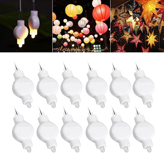 12 Packs Mini Hanging Lantern Lights LED Warm White for Paper Lanterns Balloons Waterproof Battery Operated for Easter Party Wedding Home Decoration