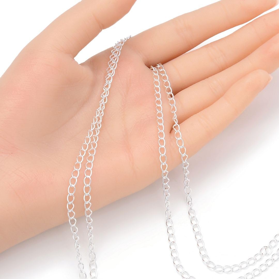 Adabele 10 Feet Authentic 925 Sterling Silver Unfinished 3.4mm (0.13 Inch) Twisted Oval Link Curb Cable Chain Bulk Hypoallergenic Nickel Free for DIY Craft Jewelry Making SSK-O4