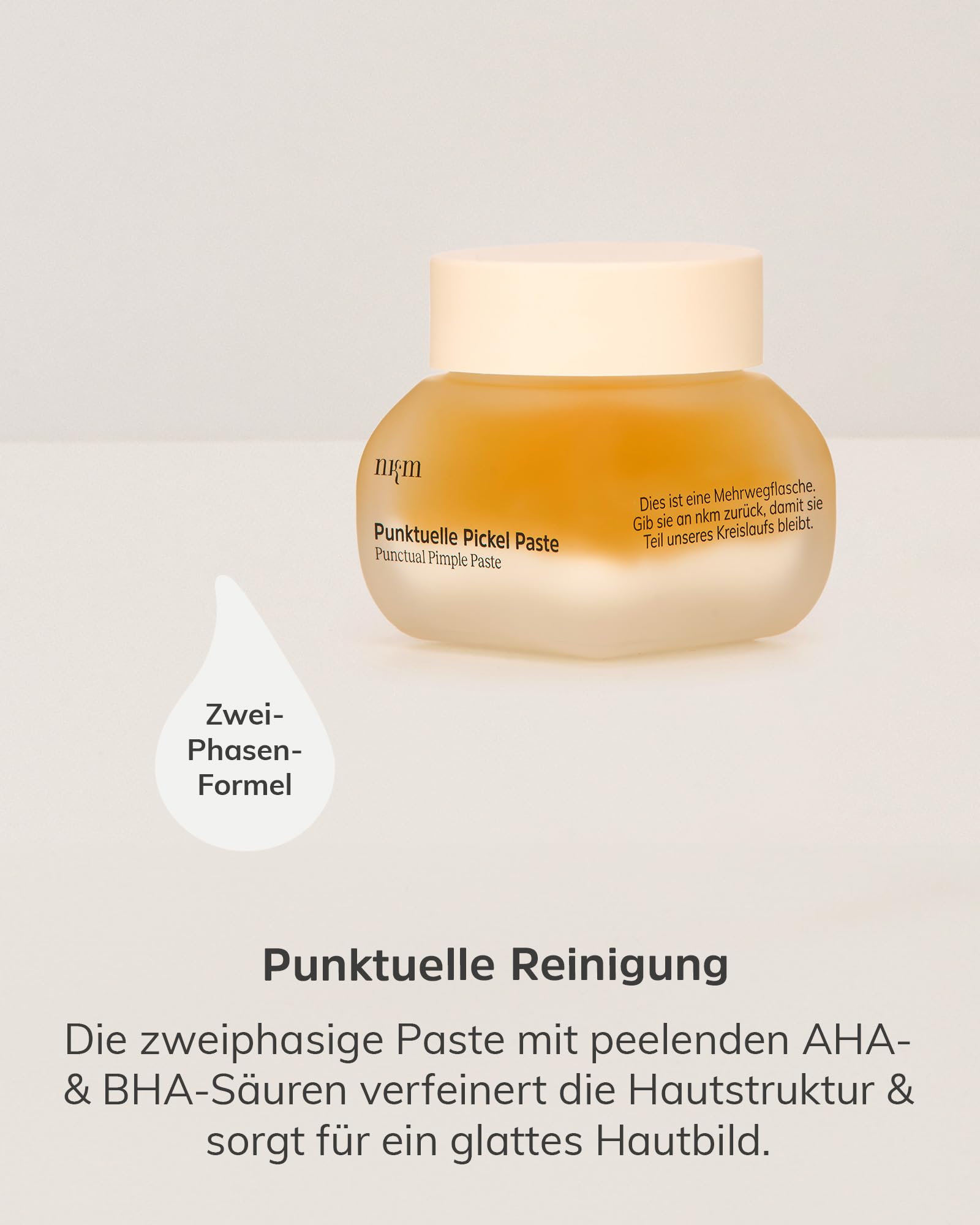 nkm Naturkosmetik München Pflege-Set bei Unreinheiten – Antimikrobieller Toner 100 ml mit Salicylsäure & Punktuelle Pickel-Paste 15 ml mit Zink – Vegan – Dermatologisch Getestet