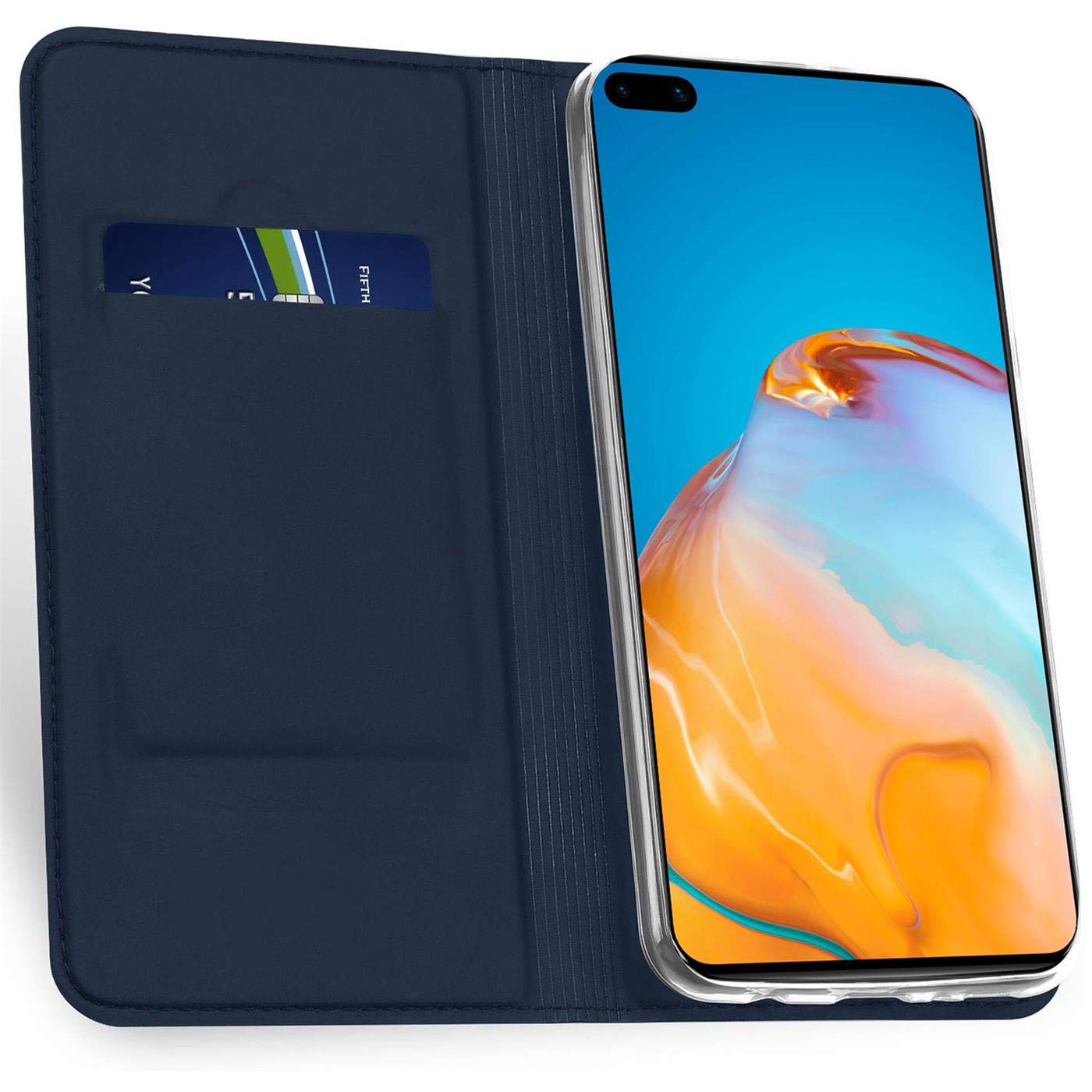 Verco Case compatible with Huawei P40 Pro, Flip Wallet Cover with Magnetic Closure for Huawei P40 Pro Phone Case - blue - Image 4