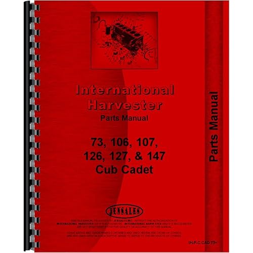 Nuevo manual de piezas de tractor para cosechadora internacional para tractor Cub Cadet 107