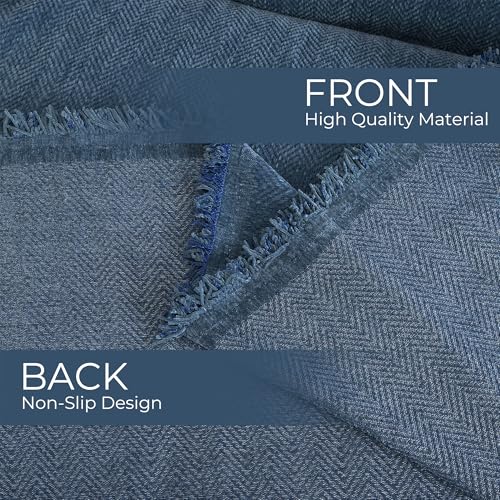Image of Story@Home Premium Chenille Sofa Mat 3 Seater Wooden Sofa Cover | Anti Slip Sofa Cover Mat 3 Seater 180x180cm for Complete Protection | Make Your Own Sofa Mat Set - Dark Blue