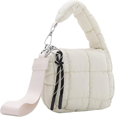 SUKUTU Mini Quilted Wristlet Bag for Women Cute Puffer Earphone Purse Bag Charm Pouch
