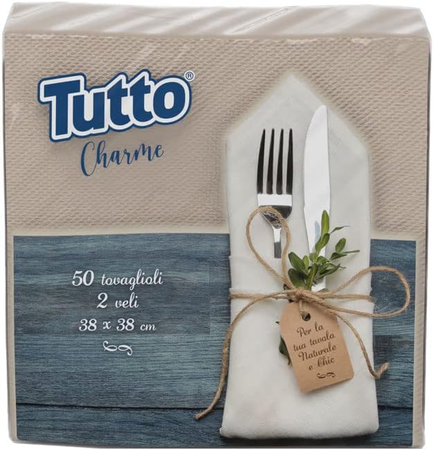 Tovaglioli Elite Tutto - Confezione Da 30 Pezzi In Cartatessuto Decorato | Tovaglioli Eleganti Per Tavola | 100% Made In Italy - Foto 2