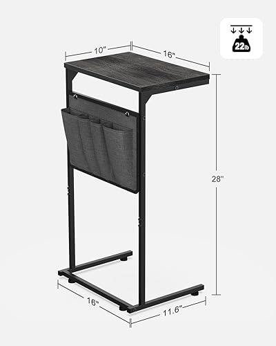 Miniatura 19 de Vantic Mesa auxiliar en forma de C, mesa auxiliar pequeña para sofá y reclinable, bandeja de escritorio deslizante debajo del sofá con bolsa de