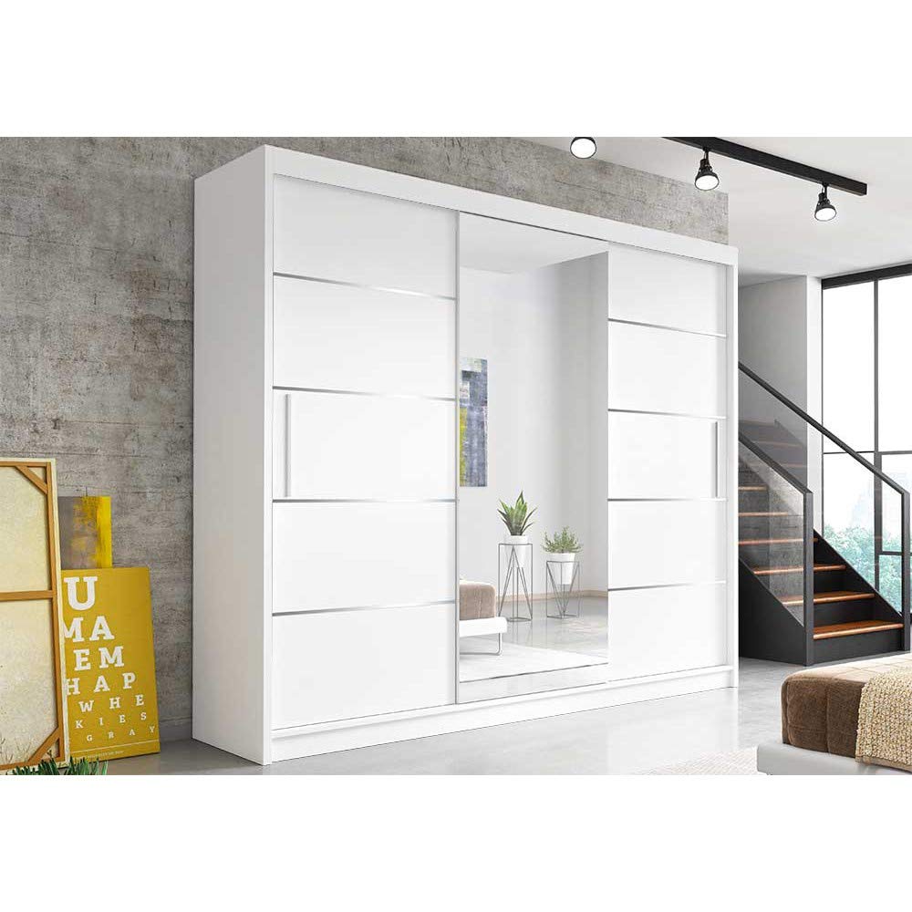 Fabryka Mebli Idźczak Schlafzimmer-Set Komplett - Astral Bettgestell - Kleiderschrank mit Spiegel, Nachttisch, Kommode- Innovativ, Stilvoll, Modern
