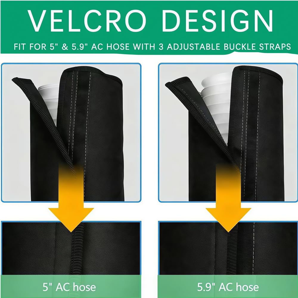 Manchon isolant pour tuyau CA portable, 150 x 50 cm, couvercle isolant, tuyau d'échappement, climatisation, couvercle isolant AC, isolation de tuyau CA portable