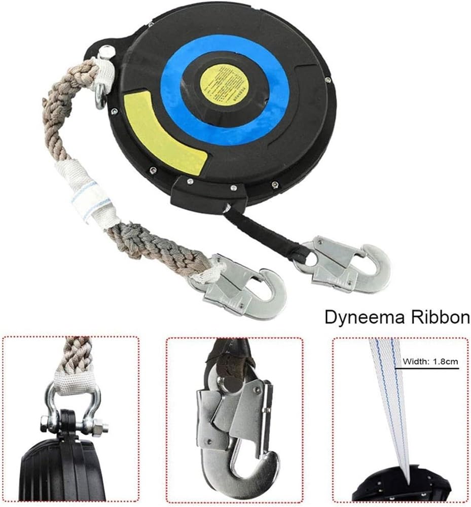 Cordon anti-chute pour sécurité de toiture et de construction, rétractable avec ruban, capacité de charge de 150 kg, longueur de 10 m, équipement de protection personnelle contre les chutes