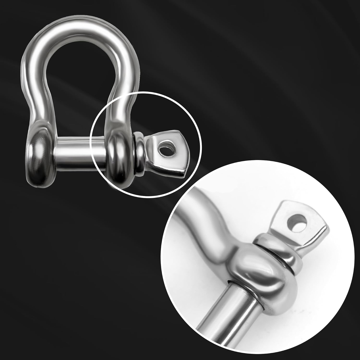 316 Stainless Steel D-Ring Shackles, Marine Grade, 1/4", 5/16", 3/8", 1/2", Heavy Duty, Bow or Clevis Screw Pin Anchor Shackle for Boat, Sailboat, Chain, Strap, Rigging Clasp - Image 4