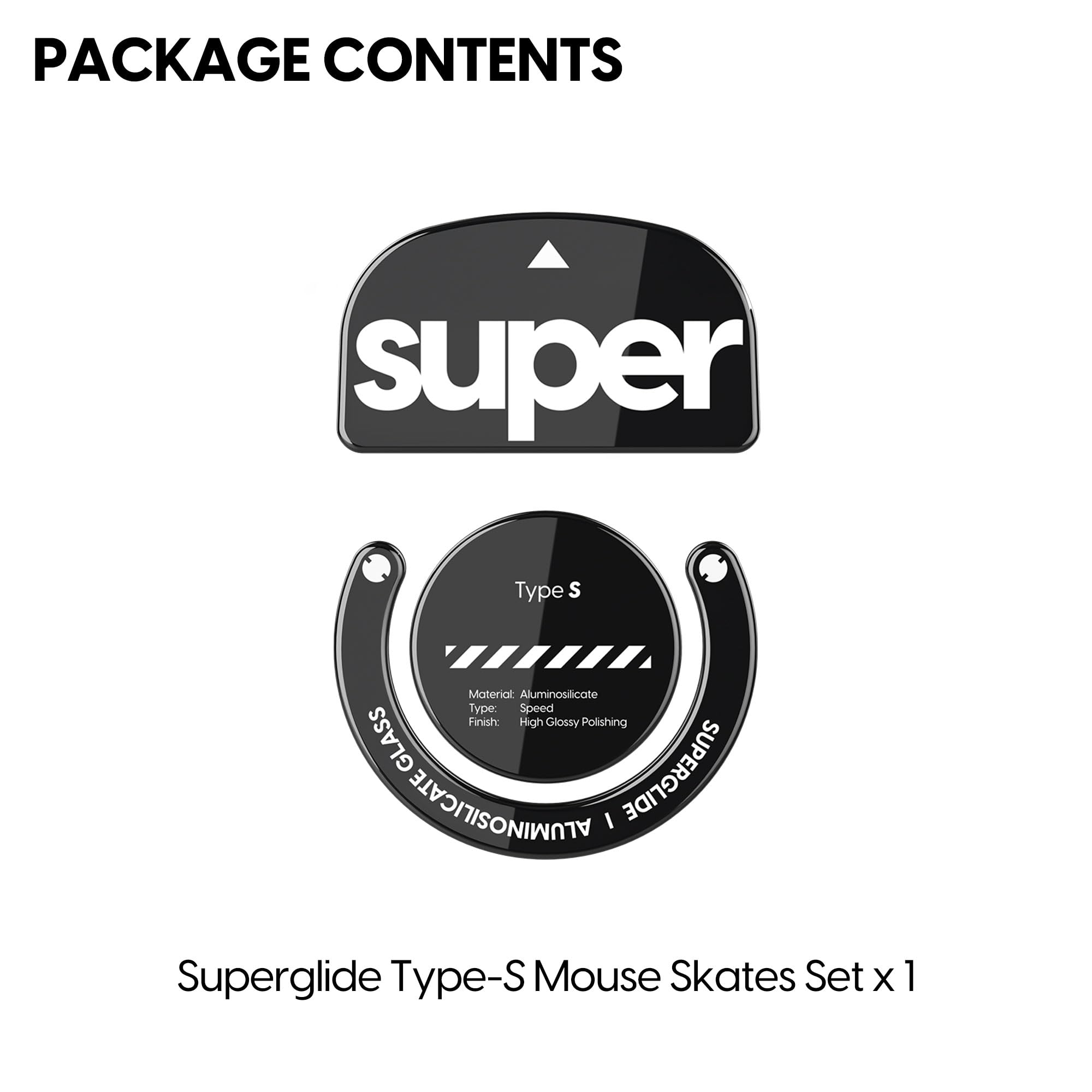 Pulsar Gaming Gears Superglide Type-S Skates do GPro X Superlight, Czarny | Ultra-Fast Płynny ślizg, Bardzo niskie tarcie, Trwałe szkło glinokrzemianowe, Polished Zaokrąglone krawędzie