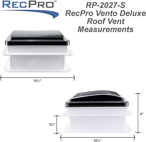 Miniatura 4 de RecPro Ventilador de ventilación de techo RV Vento Deluxe de 10 velocidades con sensor de lluvia  12 V  Control remoto  Anillo de adorno incluido