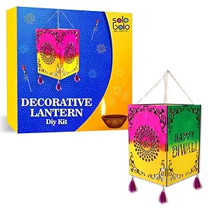 Solobolo Lantern for Home Decor DIY KIT | Hanging Light for Home Decoration| Paint Your own Decorative Lantern for Home Decor||Diwali Decoration Items Gift Lantern |L-2