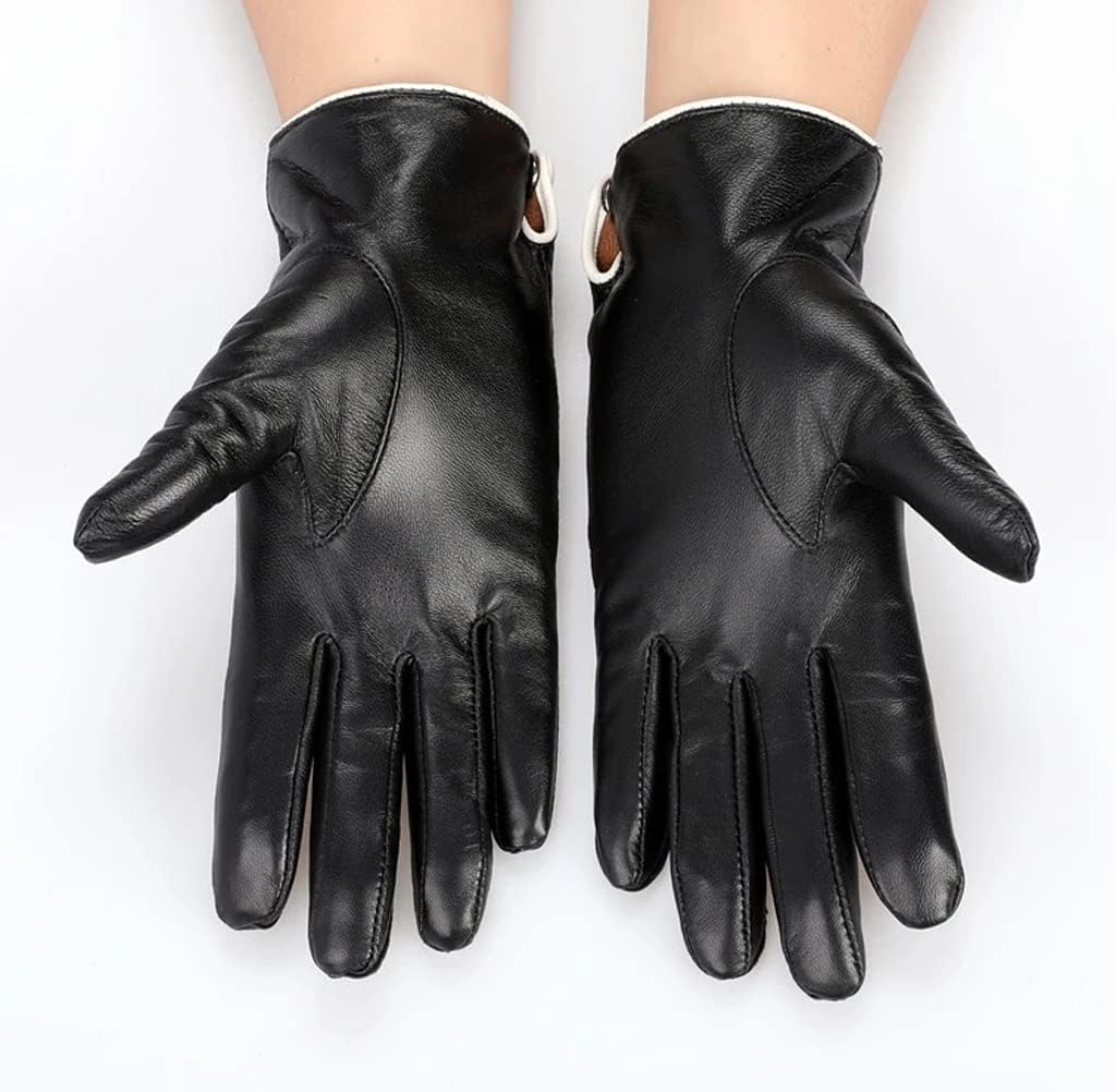 Winter Women's Leather Gloves Outdoor Driving Gloves