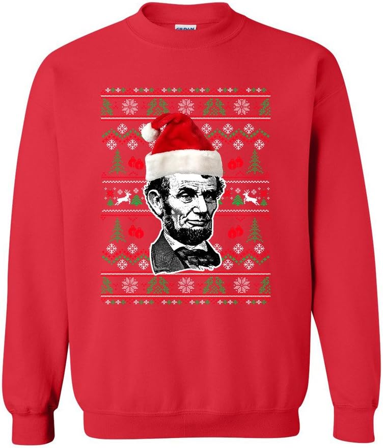 City Shirts Abraham Lincoln President USA Ugly Christmas Funny DT Novelty Crewneck Sweatshirt