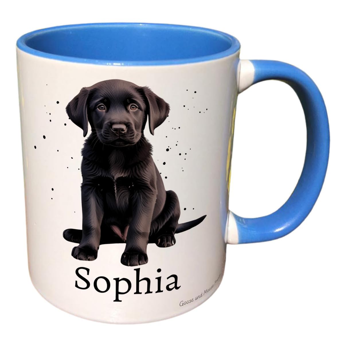 Personalised Black Labrador Mug, Gift for Puppy Lover, Thank you Present for Dog Owner, Housewarming Coffee Cup, Country Style Kitchenware (Pink)