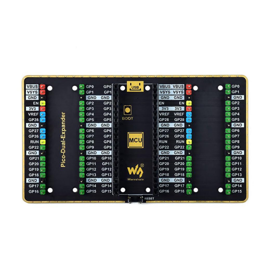 Dual GPIO Expander for Raspberry Pi Pico, Two Sets of 2x20 Standard Raspberry Pi Pico GPIO Male Headers for Connecting More Expansion Modules-image-21