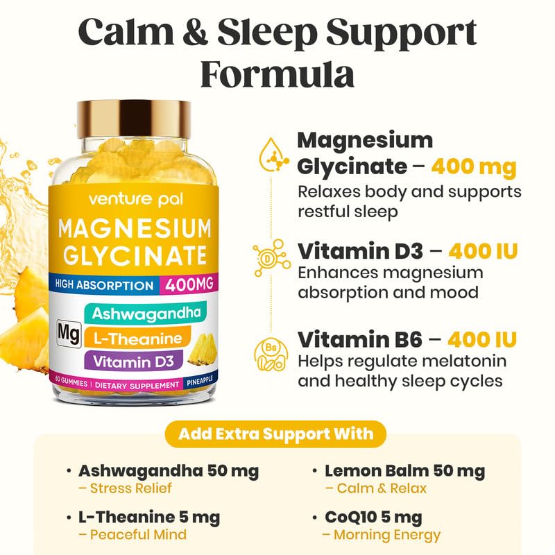Image of 60 Day Supply Magnesium Glycinate 400mg Gummies Sugar Free High Absorption
