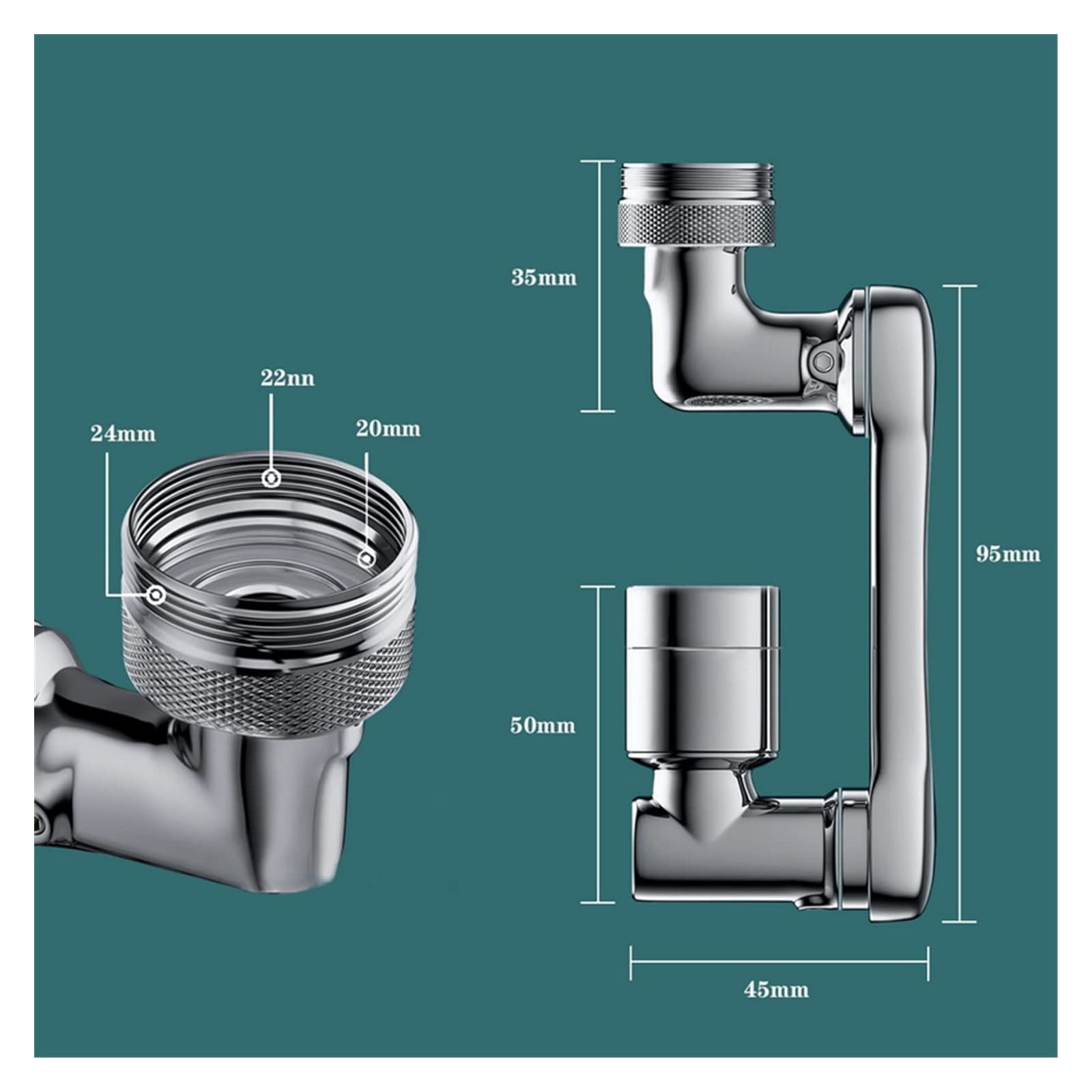 Girar el Grifo Giratorio aireador Universal 1080 ° rotación Extensor Grifo aireador plástico Brazo robótico Filtro contra Salpicaduras Cocina Lavabo grifos burbujeador Boquilla