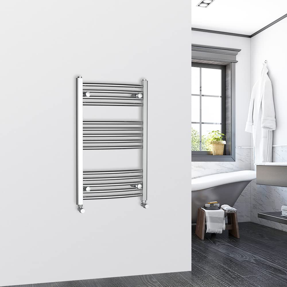 Warmehaus Curved 800X500mm Chrome Bathroom Heated Towel Rail Radiator Ladder Style Towel Warmer