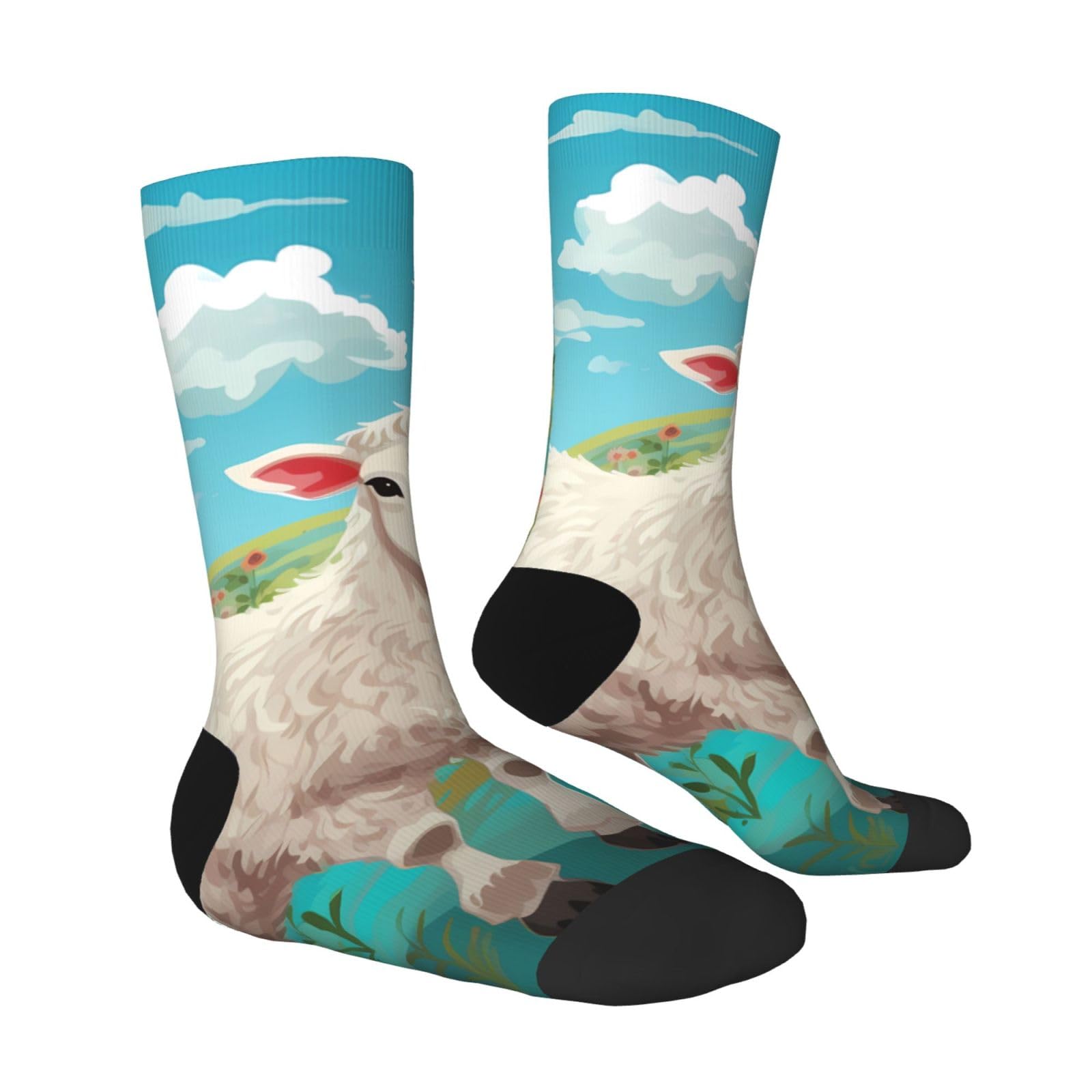 LZQPOEAS Sheep Athletic Socks Unisex Cushioned Crew Socks Hiking Running Calf Sock Soft Above Ankle Sock