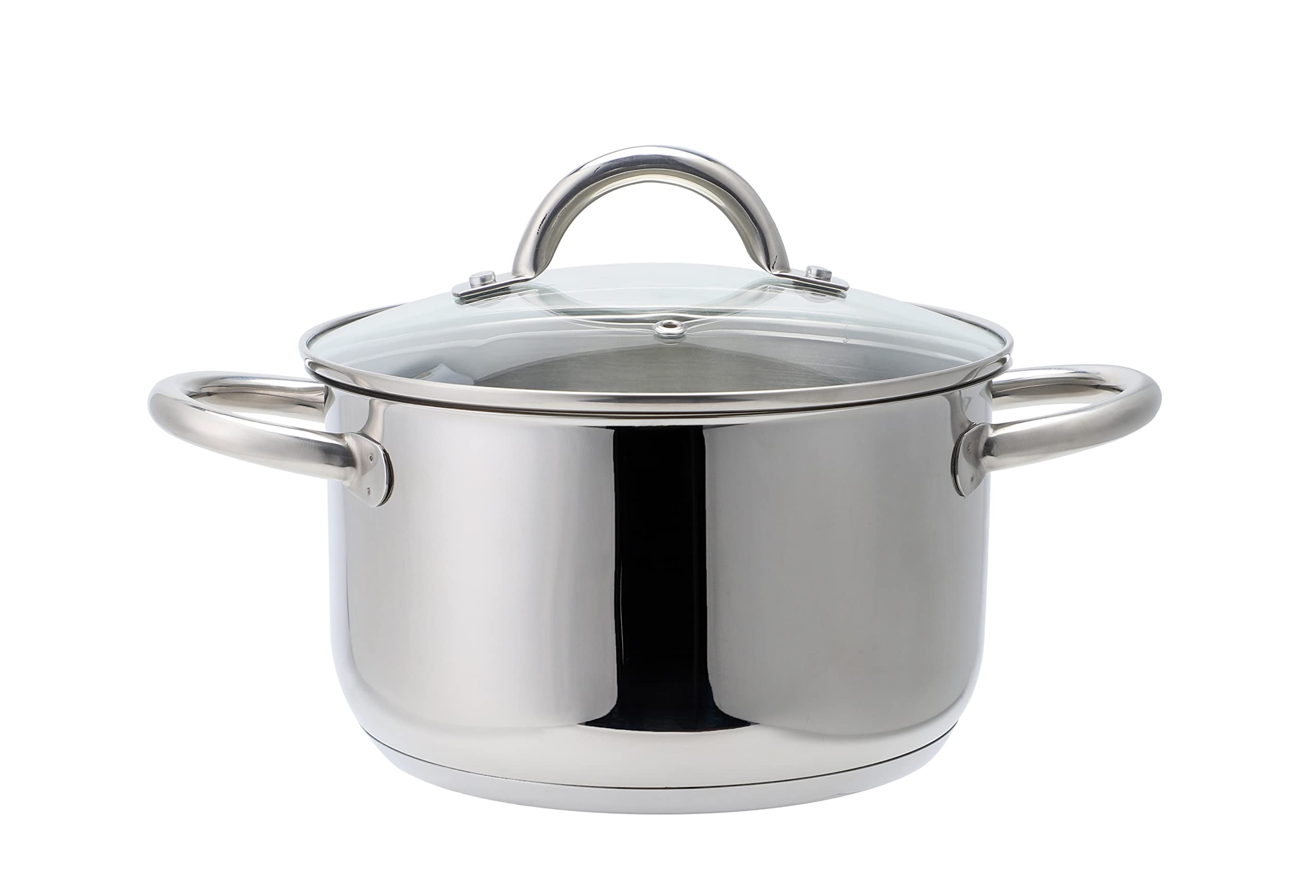 Echtwerk Juego de 8 cacerolas de acero inoxidable - Con tapa de cristal - 3 cacerolas - Para todas las cocinas - Edición plateada