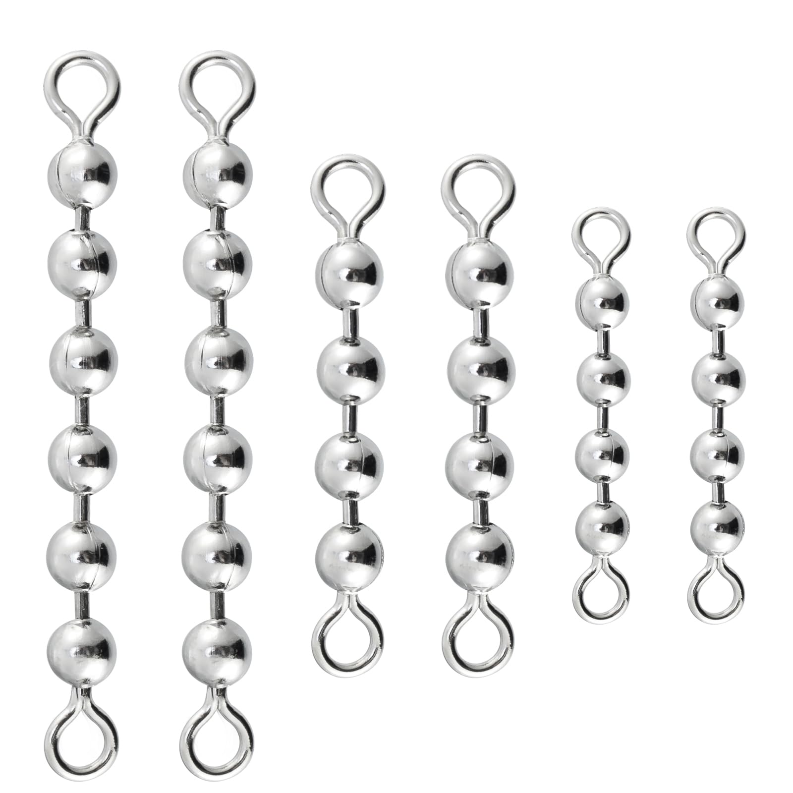 Alwonder 50 Pack Fishing Bead Chain Swivels, Catfish Stainless Steel Fishing Balls Chain Swivels, Catfish Tackle Catfishing Equipment Rig Gear