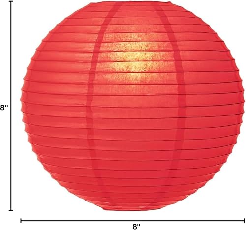 Miniatura 6 de Luna Bazaar Farol de papel decorativo de alta calidad, (individual, 20 pulgadas, rosa bambina, acanalado paralelo), linterna de papel redonda, ideal