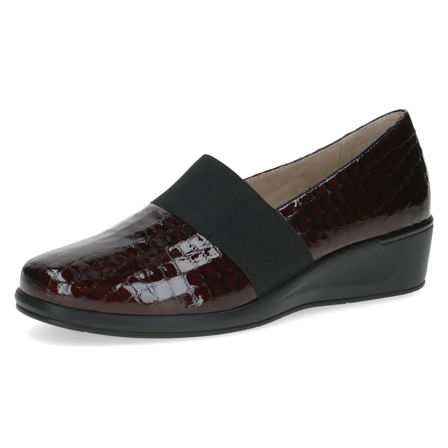 CAPRICE Comfort Women's Leather Loafers Extra Width H, Red (Bord. Croco), 4 UK