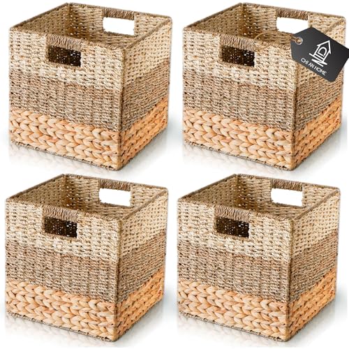 CHI AN HOME 13x13x13 Storage Cube Bins Wicker Storage Basket
