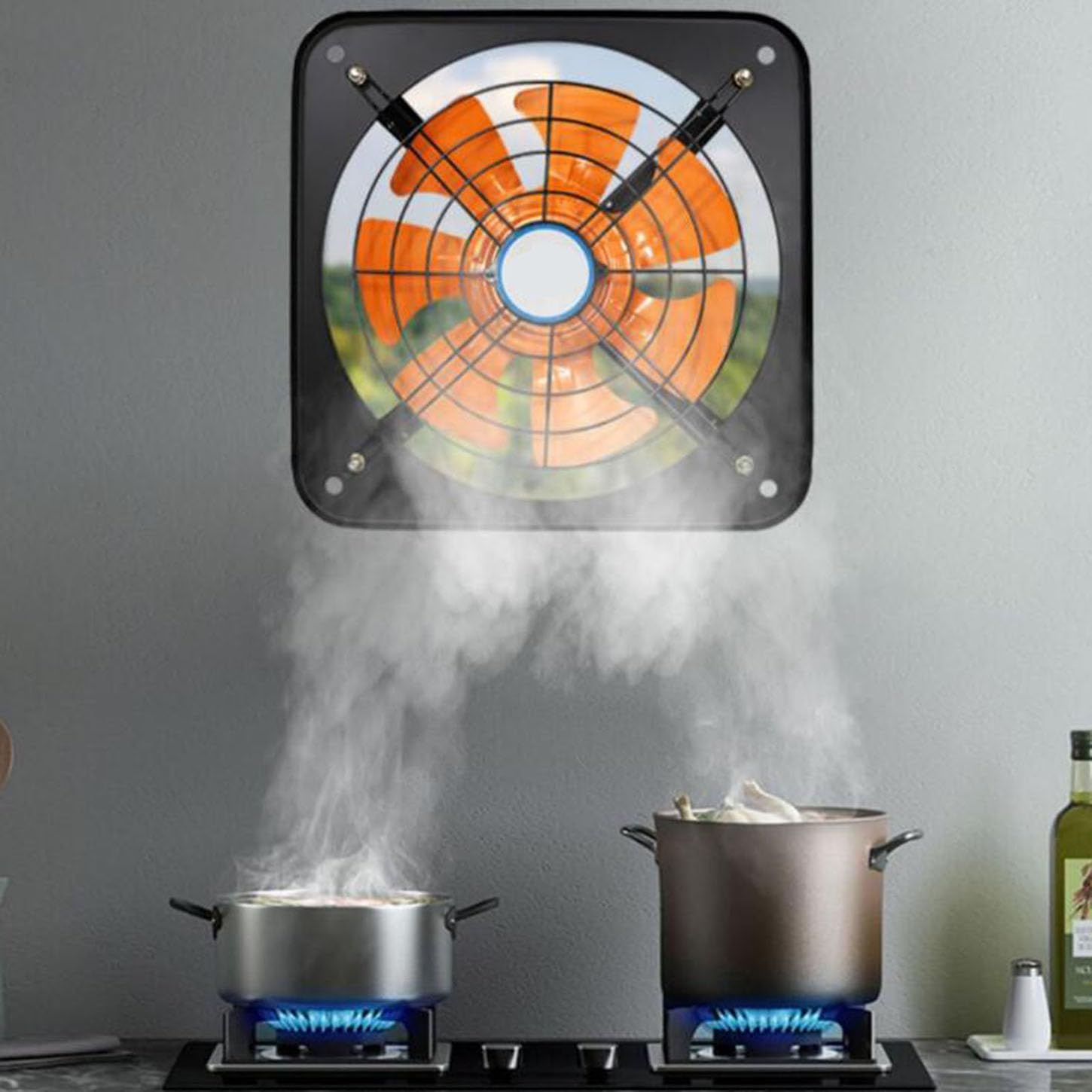 Aspiratore Bagno,Ventola Aspirazione con Interruttore,Metallo Estrattore Aria,Griglia Bifacciale,per Cucina,Lavanderia, Servizi Igienici, Garage,1400 Giri/Min,12 Inches