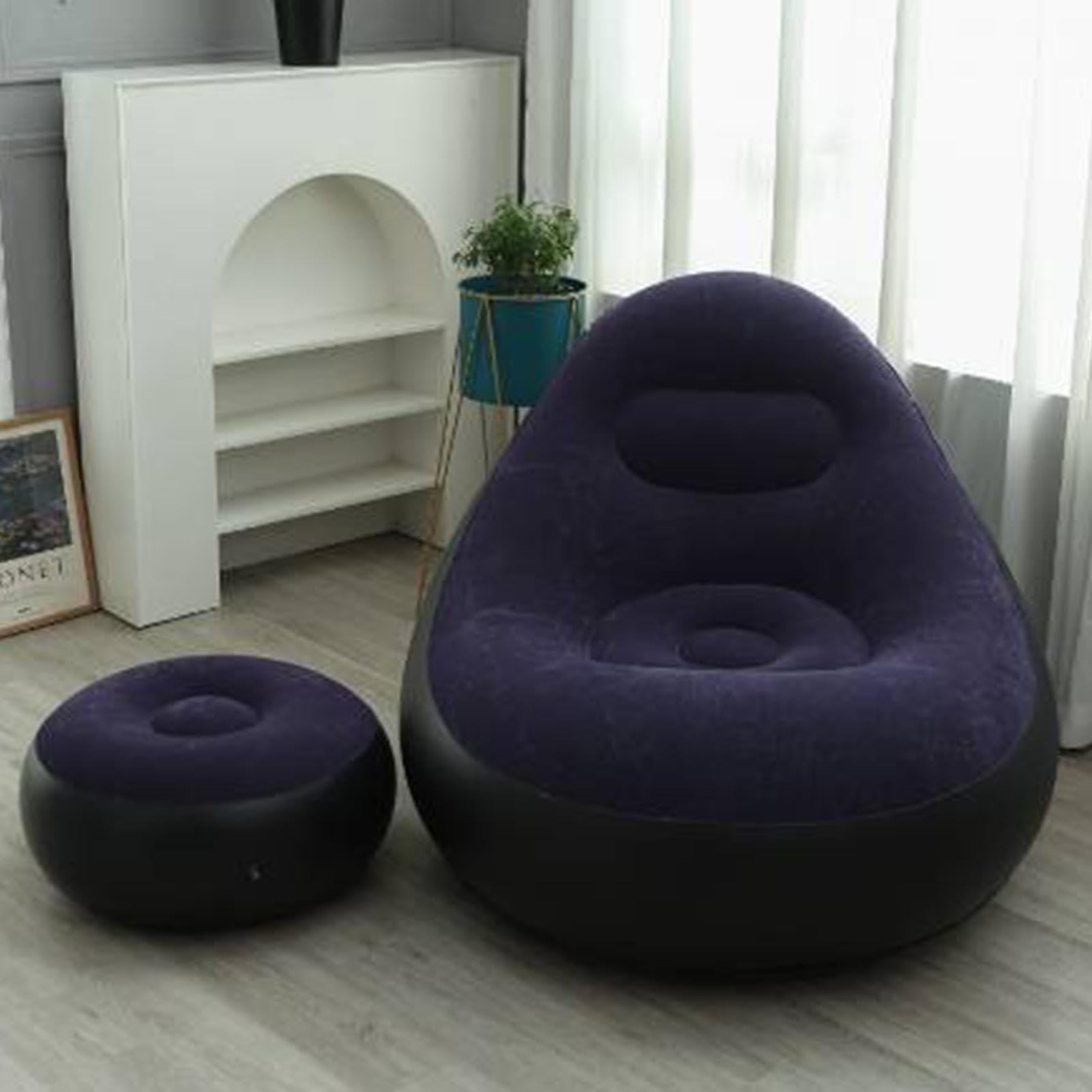 Sofá plegable con reposapiés, sofá inflable al aire libre, silla de salón inflable, silla plegable portátil, muebles de exterior para camping, almuerzo, jardín, fiesta