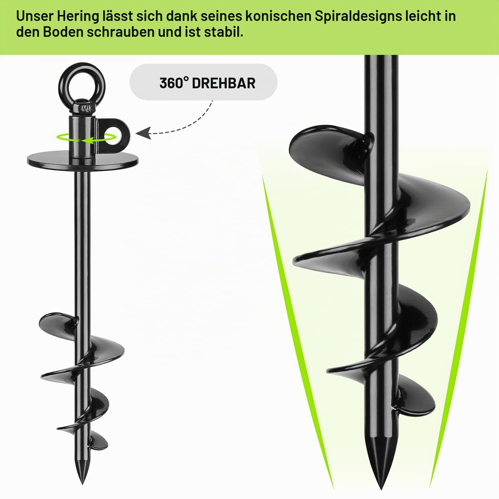 Lifeswel 39.5cm Hunde-Auslaufpfahl Bodenanker Hund, Robuster Hundeanker für Hunde bis zu 220lbs, kein Verheddern, Vollständig Geschweißt, Ideal für Hof, Camping und Strand, 1 Packung (schwarz)