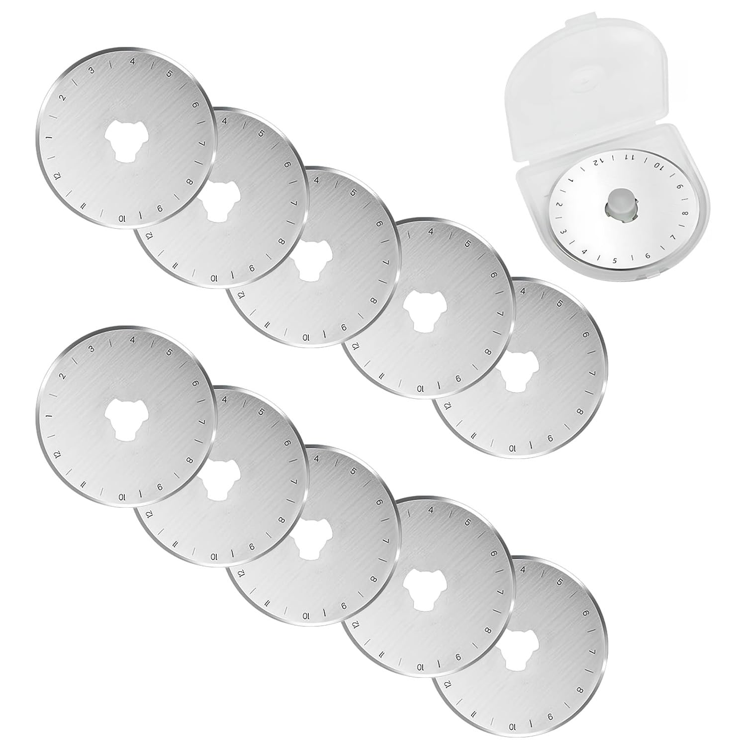 10 Pcs 45mm Rotary Cutter Blades – Fits Olfa, Fiskars Rotary Cutter, Turecut – Sharp Fabric Cutter Wheel for Fabric Cutter, Quilting Accessories, Sewing and Card Making Supplies
