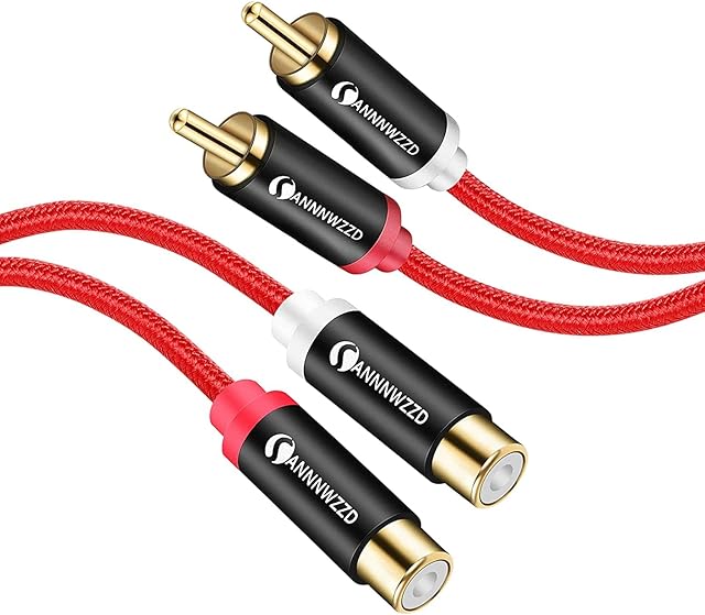 ANNNWZZD RCA Cable,2 RCA Male to 2 RCA Female Stereo Audio Extension Cable (5M)