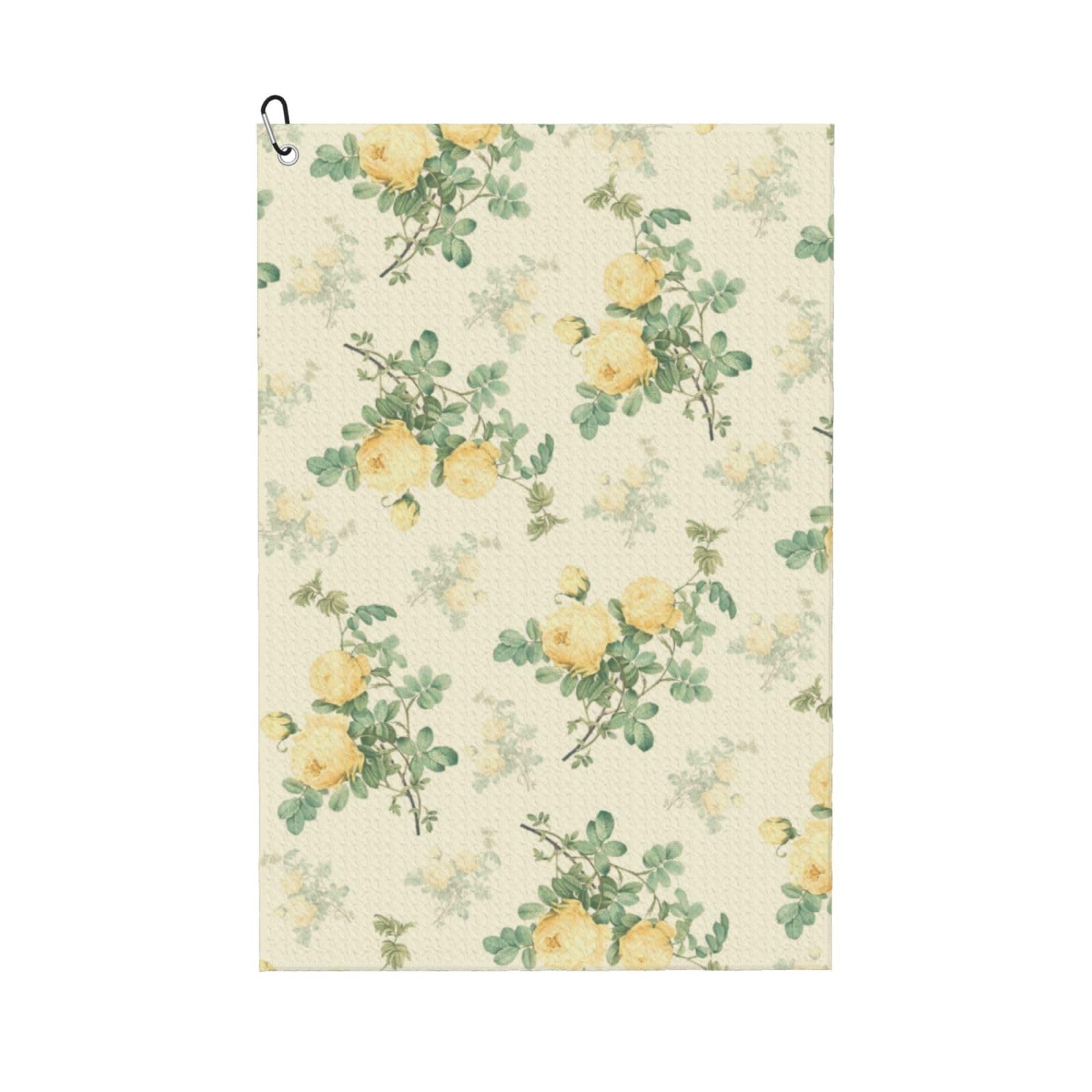 Hnnkloy Shabby Chic Decor Floral, 16x24 in Portable Waffle Golf Towels with Carabiner Clip for Golf Bag