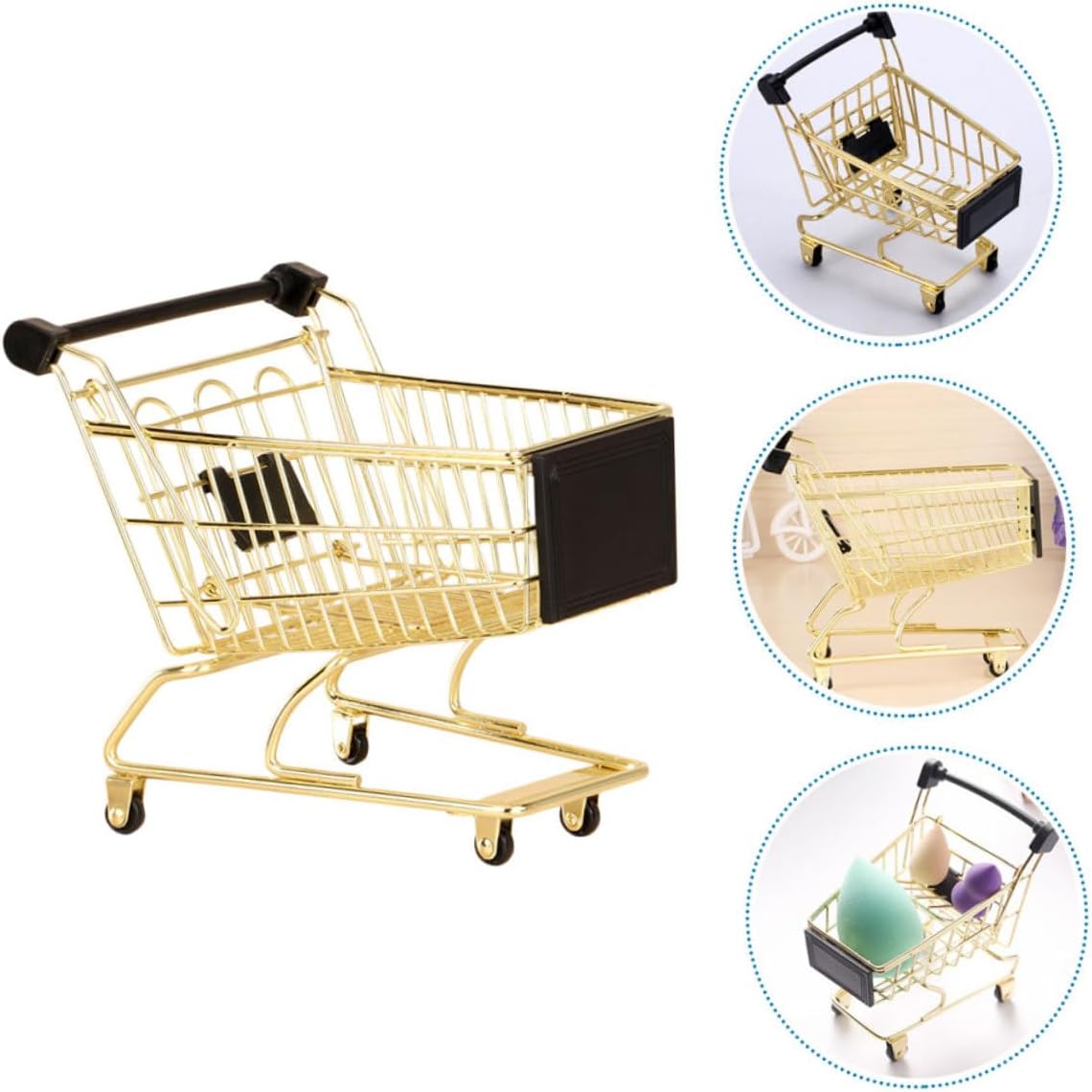 Ipetboom Gold Iron Shopping Cart Makeup Sponge Holder Drying Rack image 4
