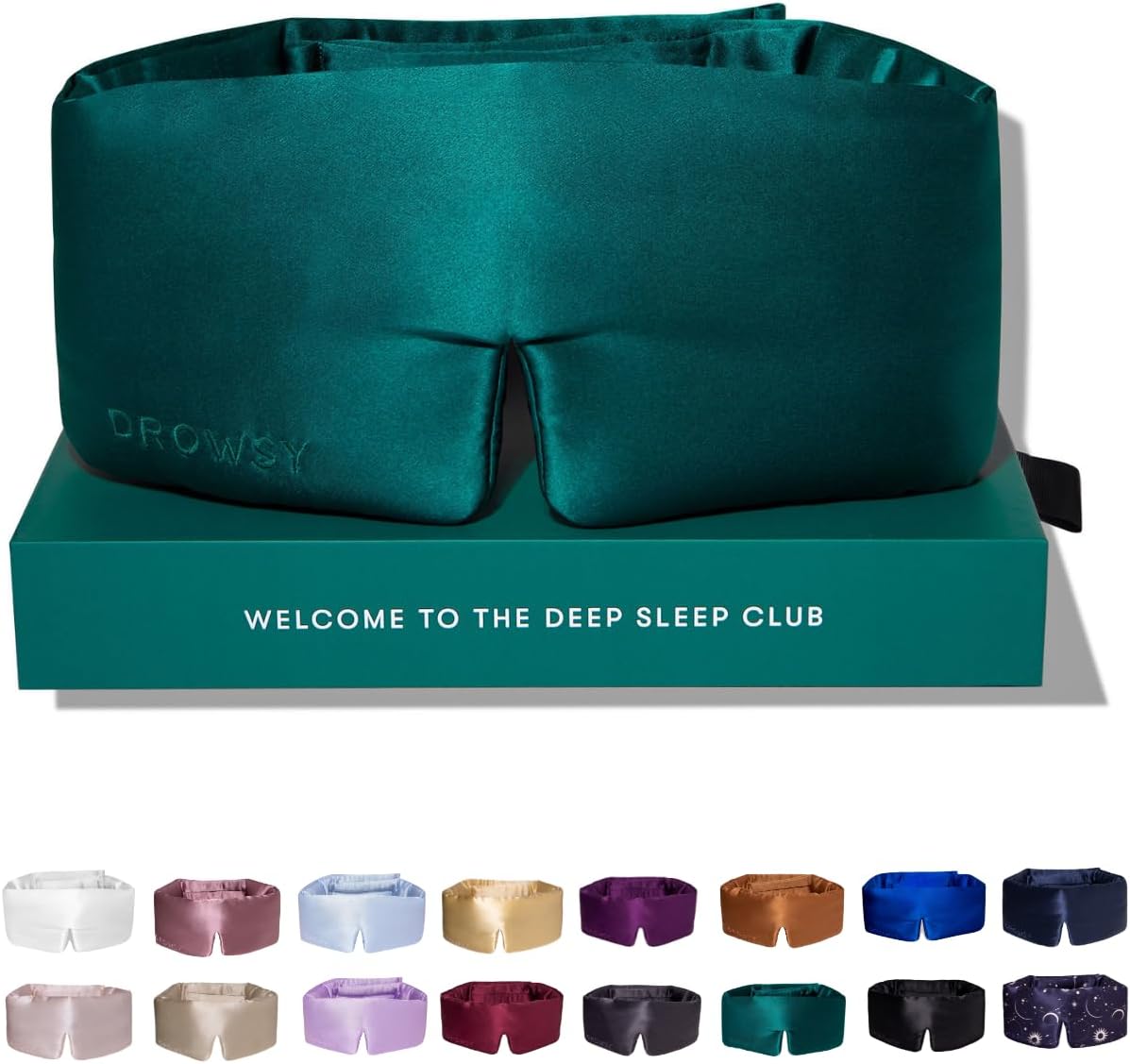 Silk Sleep Mask. Face-Hugging, Padded Silk Cocoon for Luxury Sleep in Total Darkness (Green Sapphire)