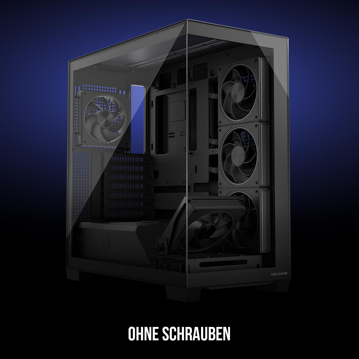 MODECOM Volcano STELLAR Plus ARGB Caja de gaming negra | Caja de ordenador de torre media con 5 ventiladores | Caja ATX para PC de alto rendimiento | Flujo de aire optimizado y ventana de visión |