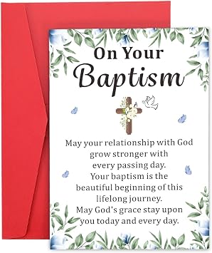 Baptism Card - Baptism Cards for Girls Boy Adults Grandson Christening Card