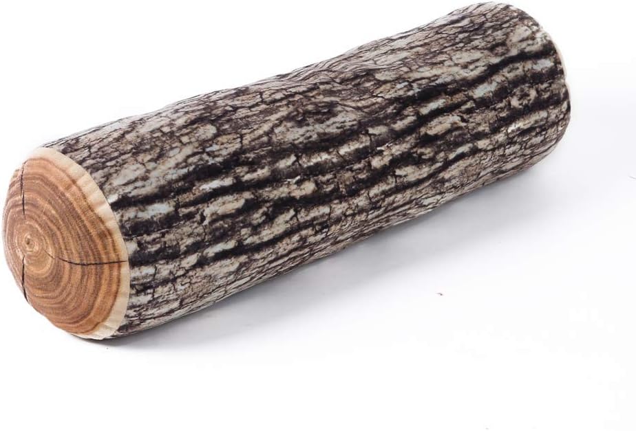 Winter Flower Realistic Wood Log Pillow - 3D Printed Tree Stump Throw Pillow, Round Decorative Cylinder Cushion for Sofa, Couch, Living Room & Rustic Home Decor (2 Pack)