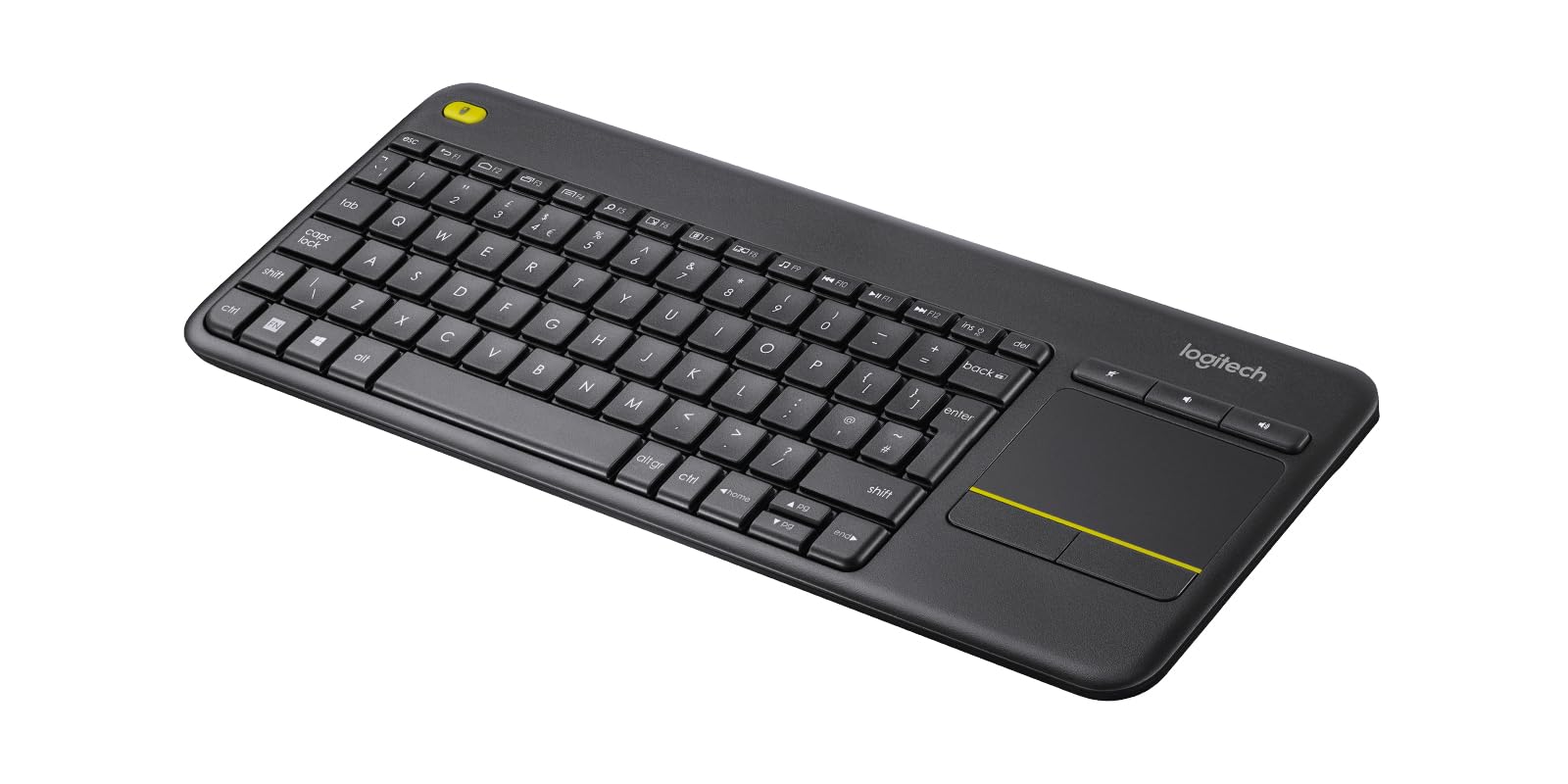 Logitech K400 Plus Wireless Touch TV Keyboard With Easy Media Control and Built-in Touchpad, QWERTY Italian Layout - Black