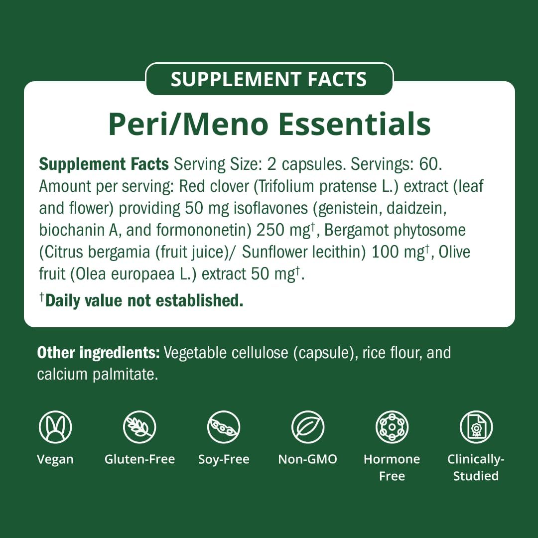 Semaine Peri/Meno Essentials - 60 Count Vegan Capsules - Clinically Studied to Ease Hot Flashes, Support Mood, Restore Hormone Balance - Non-GMO, Hormone-Free, Soy-Free