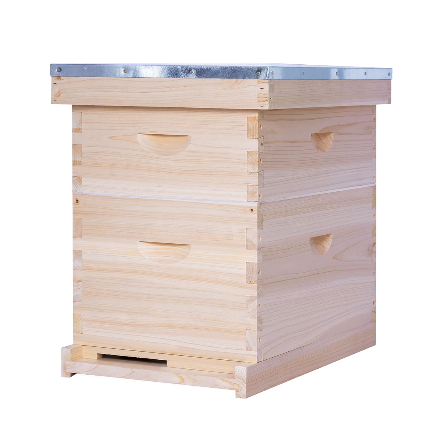 POLLIBEE 8 Frame Beehive kit, Complete Bee Hive for Beekeeper, Langstroth Bee Hives Include 1 Deep and 1 Medium Bee Box with Bee Frames and Foundation