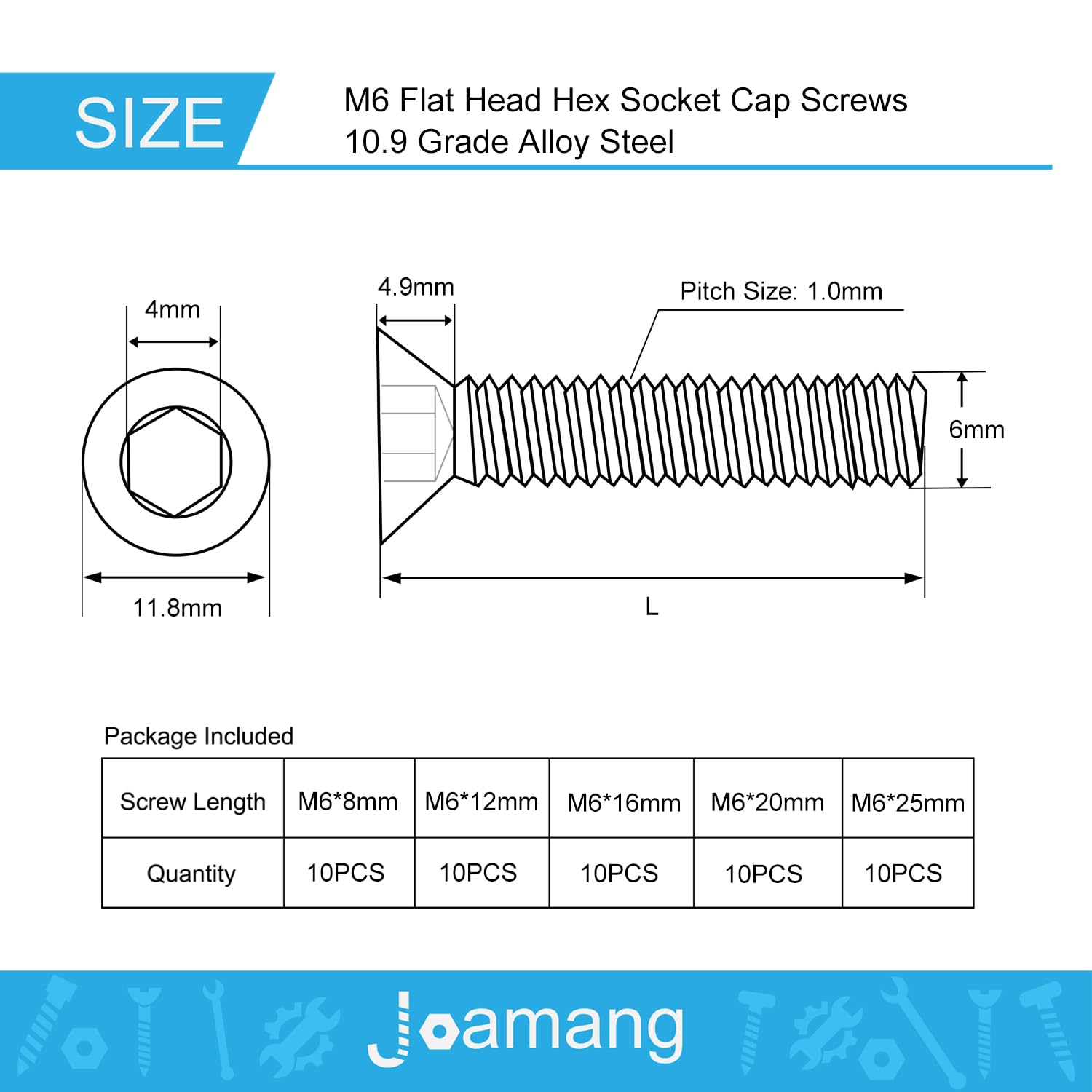 M6 Alloy Steel Socket Head Screws - 50 Pcs Kit -2 M6 Alloy Steel Socket Head Screws - 50 Pcs Kit -2