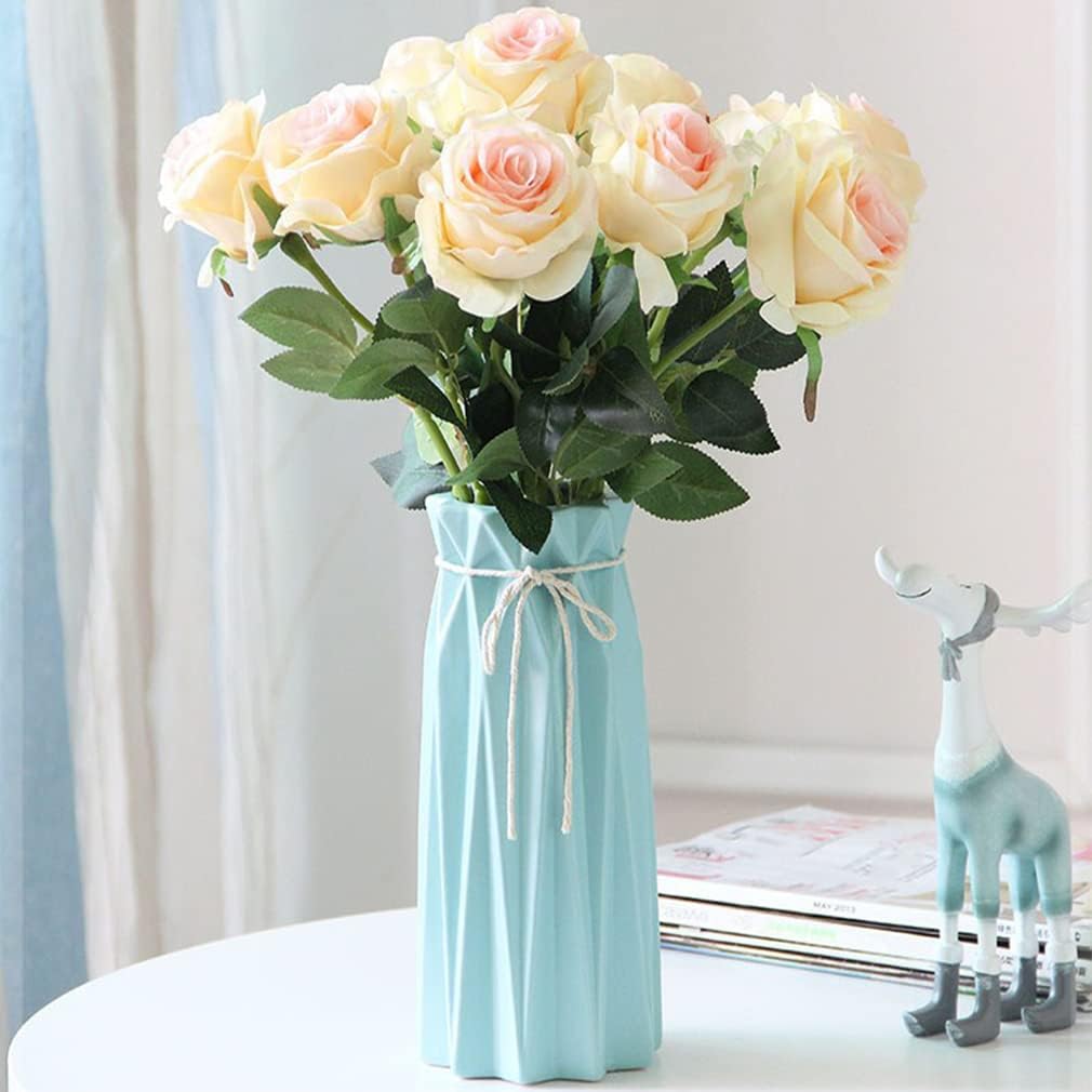 Disoza Ceramic Flower Vase Modern Home Decor Vases for Centerpieces Blue Minimalist Farmhouse 9.5" H x 3.9" W Cute Decorative Vases Flowers Tulip Pampas Grass Vase for Table Bathroom Shelf
