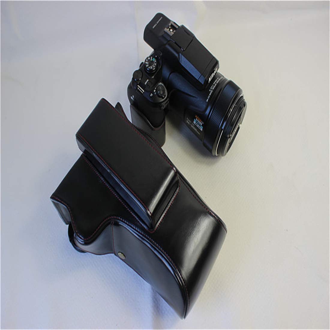 Classica borsa da fotocamera in pelle PU vintage, borsa per fotocamera per fotocamera P1000 applicarsi a uomini e donne,Marrone