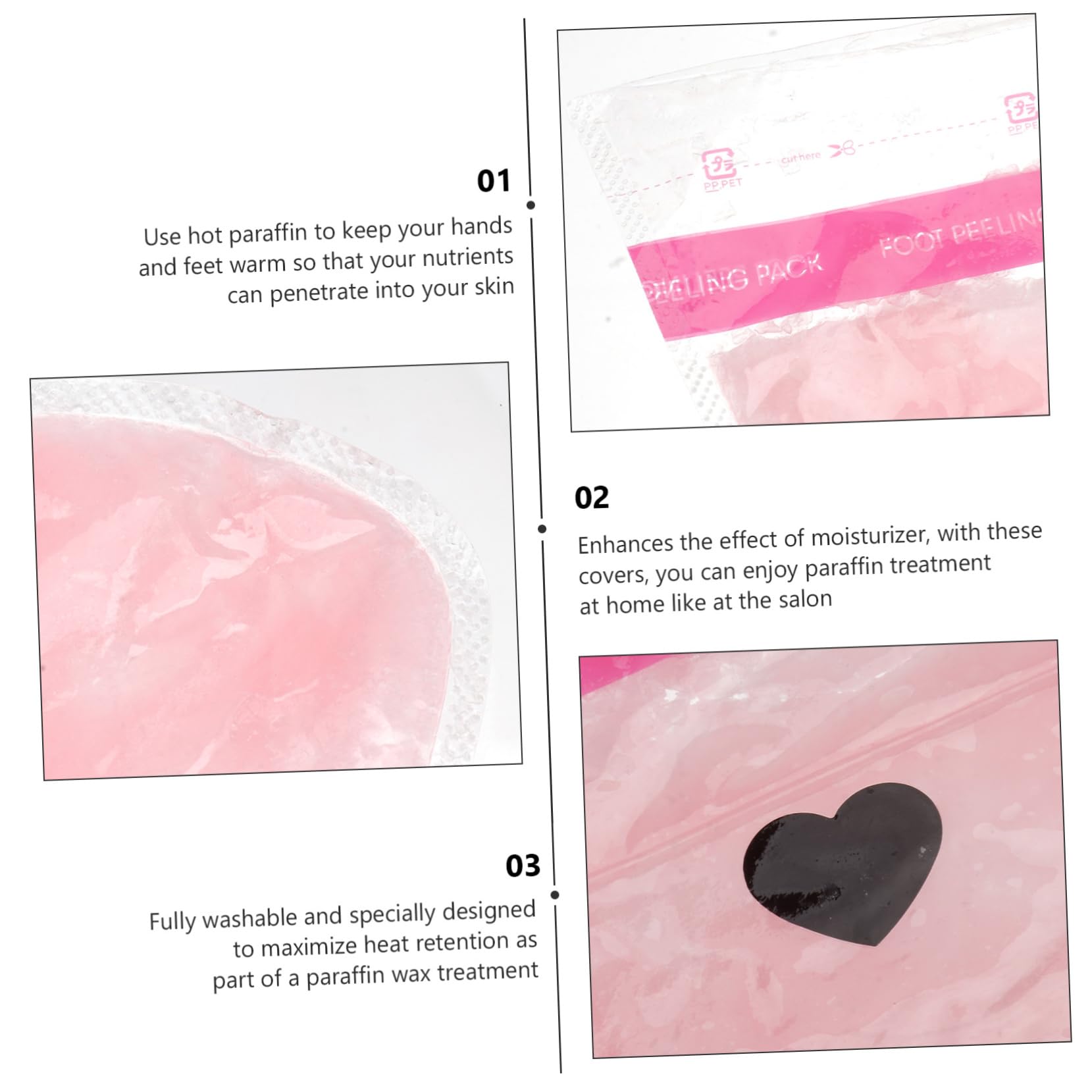 WOONEKY Kit de Cera para Pies Y Manos con Parafina Rosa Funda de con Guantes de Spa para Tratamiento en El Hogar