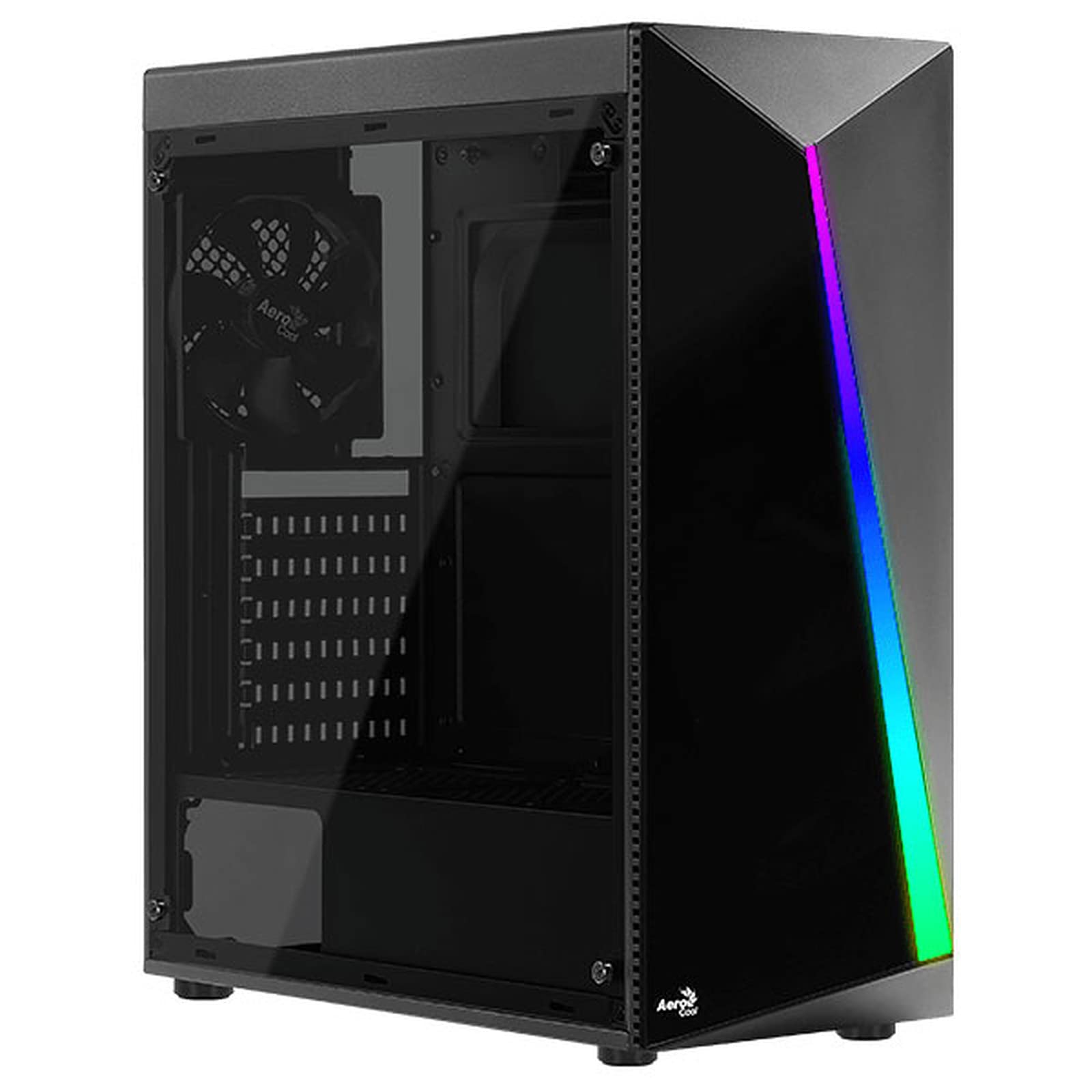 Boitier Moyen Tour ATX Aerocool Shard Tempered Glass RGB avec Panneau vitré, Noir