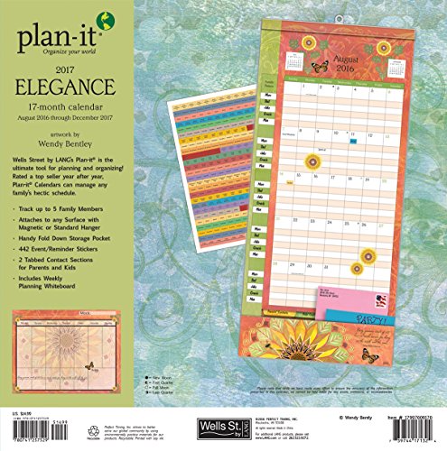 Wells Street By Lang Elegance Plan-It Plus, 17 Month Calendar August 2016-December 2017 (17997009170) #TOP1