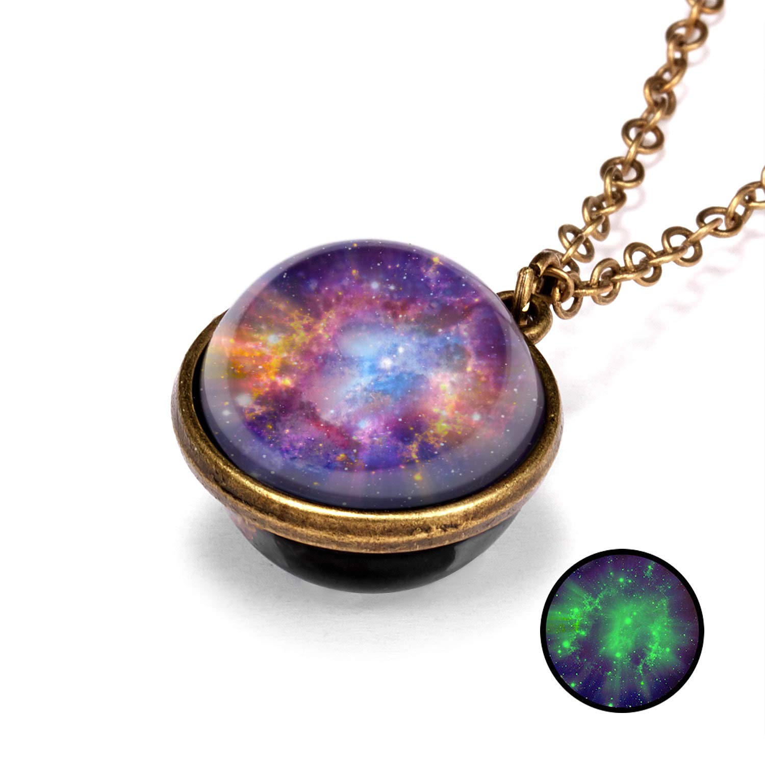 ASFKIPMFASFKIPMF Galaxy Pendant Necklaces Planets Necklace Pendent Double-Sided Glass Ball Universe Galaxy Solar System Guardian Stars Necklace Astronomy Solar System Star Beautiful Necklace